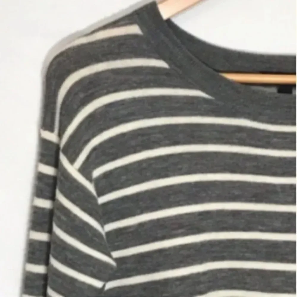J. Crew Grey Striped Merino Wool Sweater